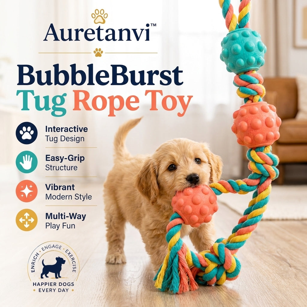 Auretanvi™ BubbleBurst Tug Rope Toy
